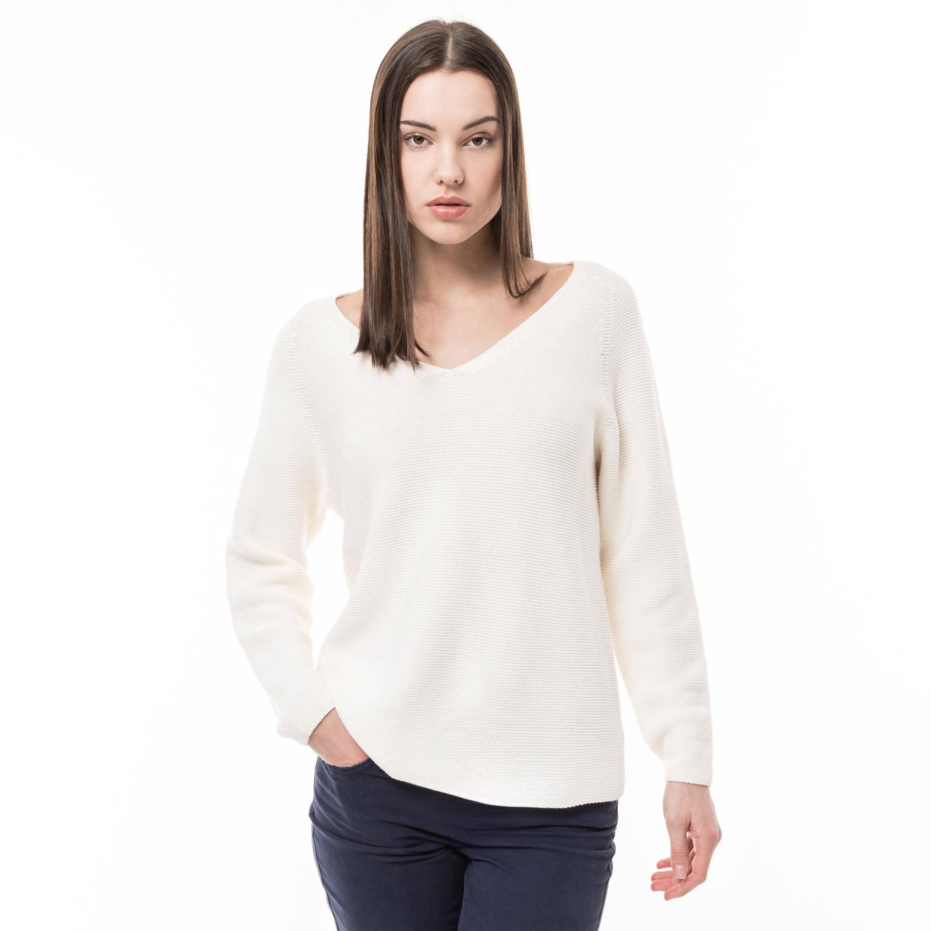 Pullover, V-neck, Langarm Damen Ecru L von Manor Woman