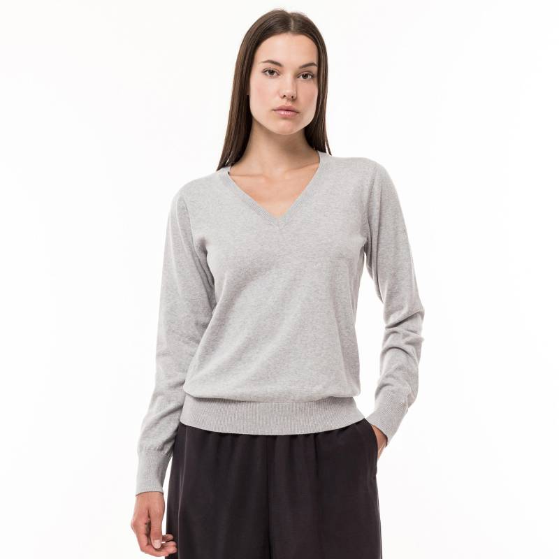 Pullover, V-neck Damen Grau Melange L von Manor Woman