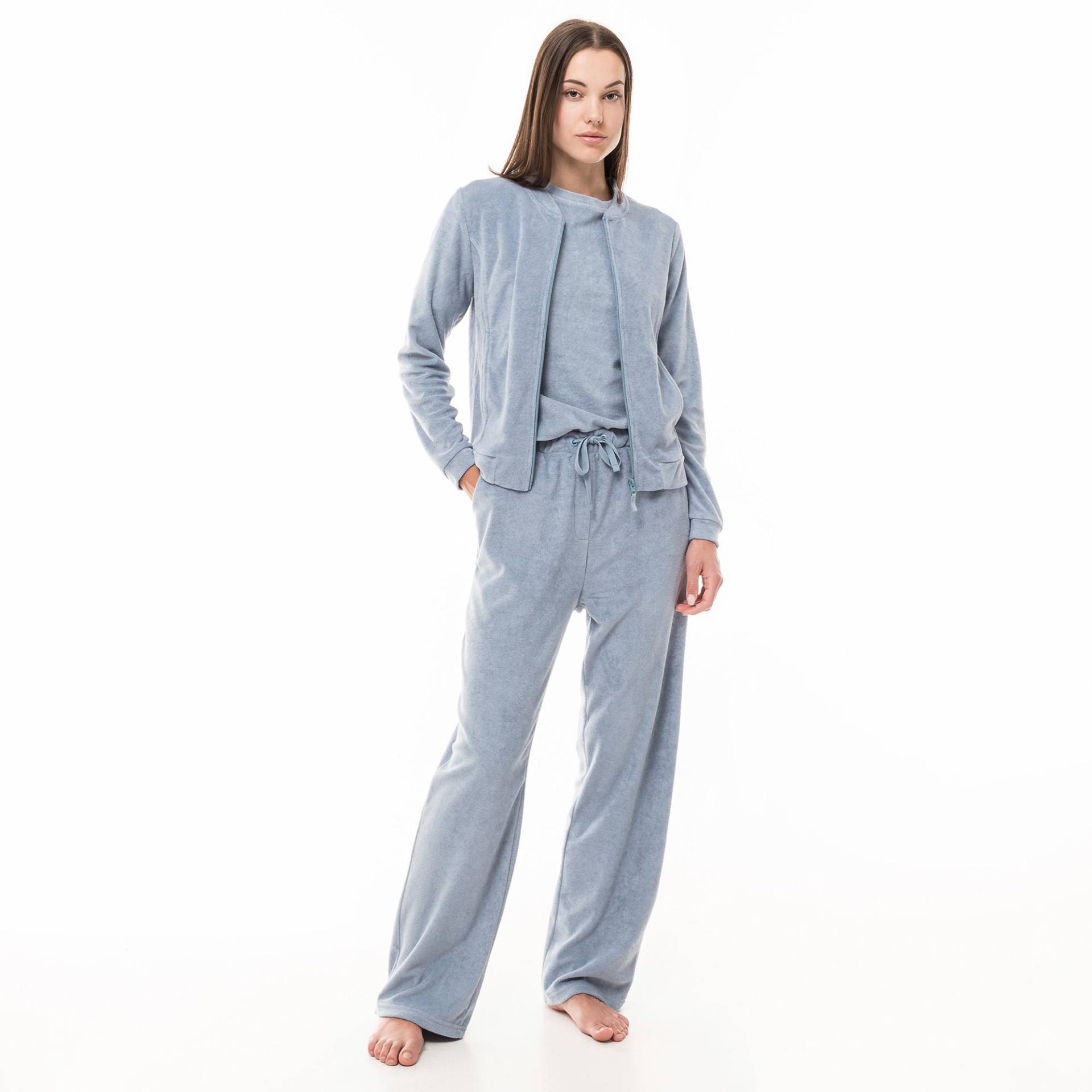 Pyjama Oberteil, Kurzarm Damen Grau-Blau L von Manor Woman