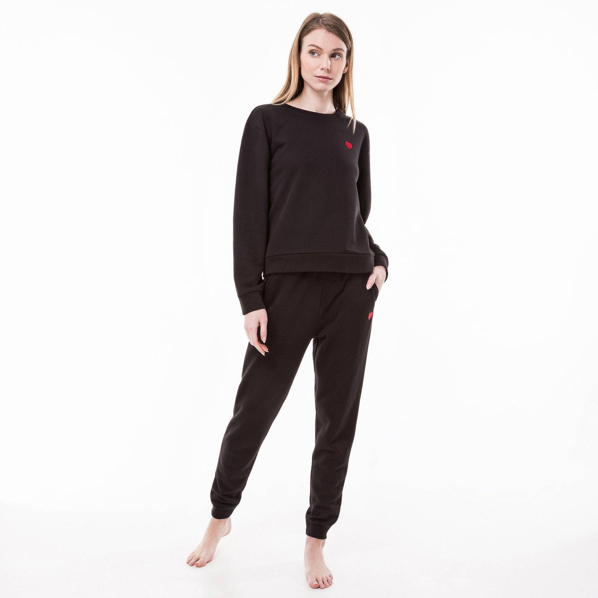 Pyjama Oberteil, Langarm Damen Black XL von Manor Woman