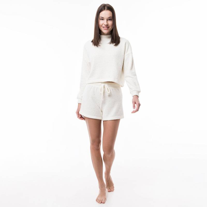 Pyjama Oberteil, Langarm Damen Ecru XS von Manor Woman