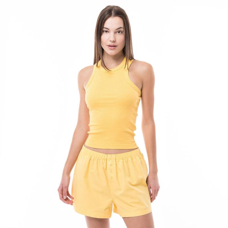 Pyjama Oberteil, Ohne Arm Damen Gelb XL von Manor Woman