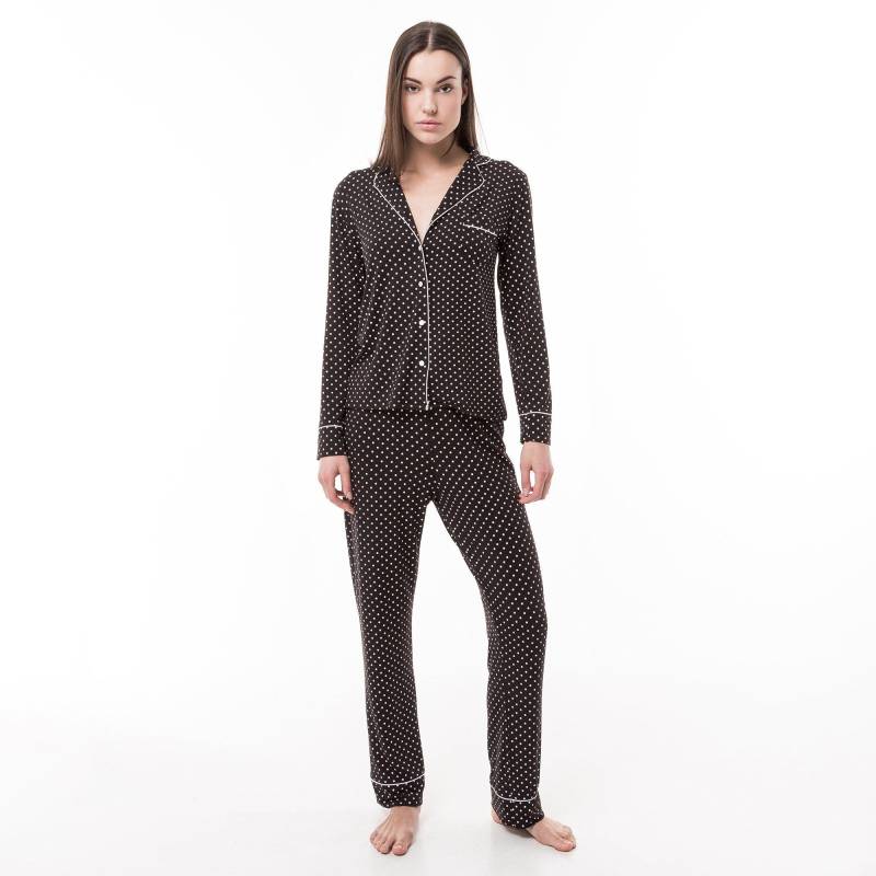 Pyjama-set Lang, Langarm Damen Black L von Manor Woman