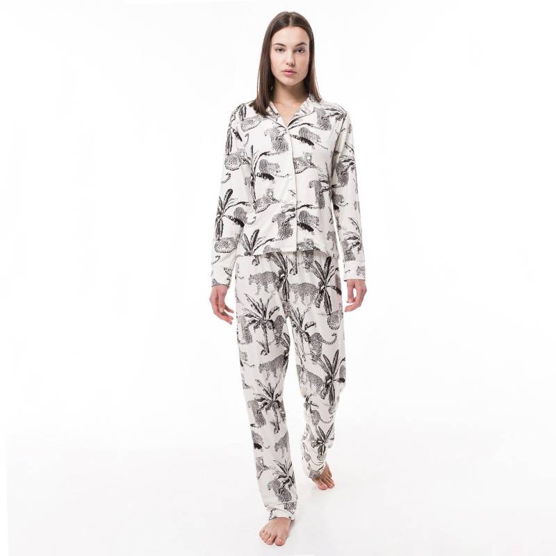 Pyjama-set Lang, Langarm Damen Multicolor L von Manor Woman