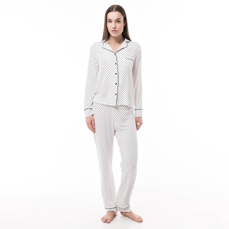 Pyjama-set Lang, Langarm Damen Weiss L von Manor Woman