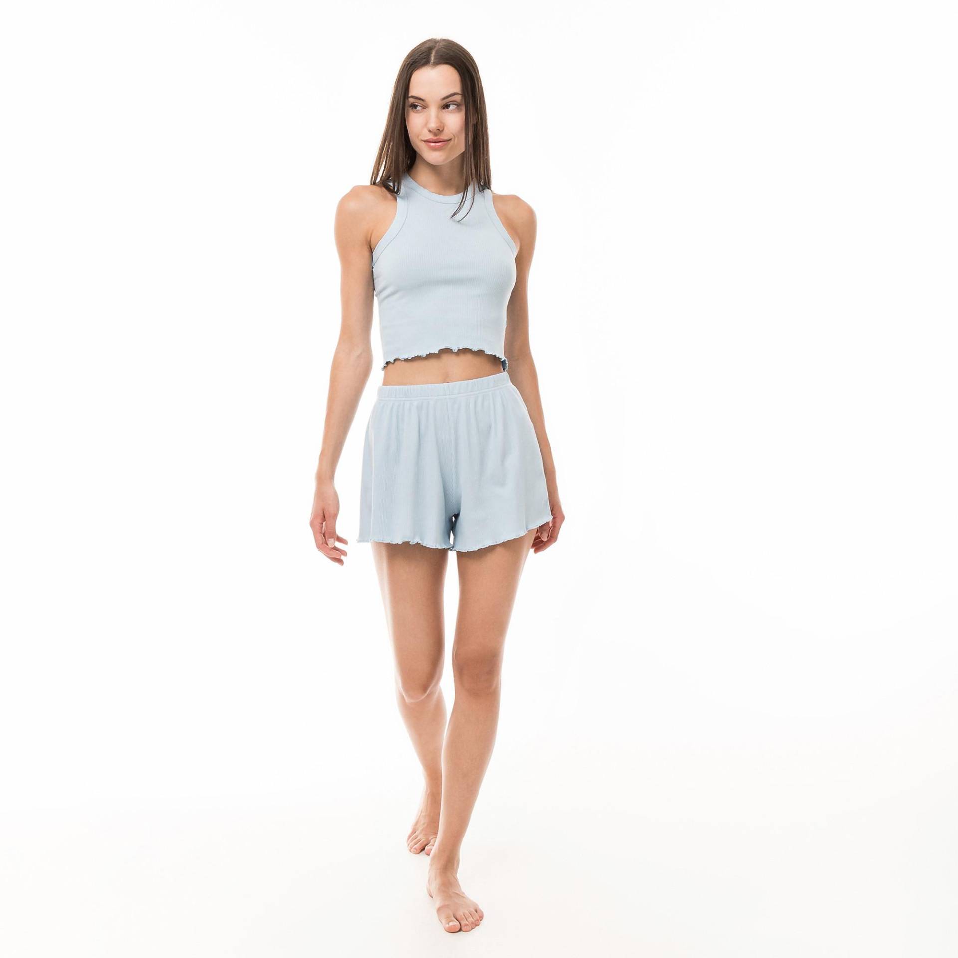 Pyjamashorts Damen Hellblau M von Manor Woman