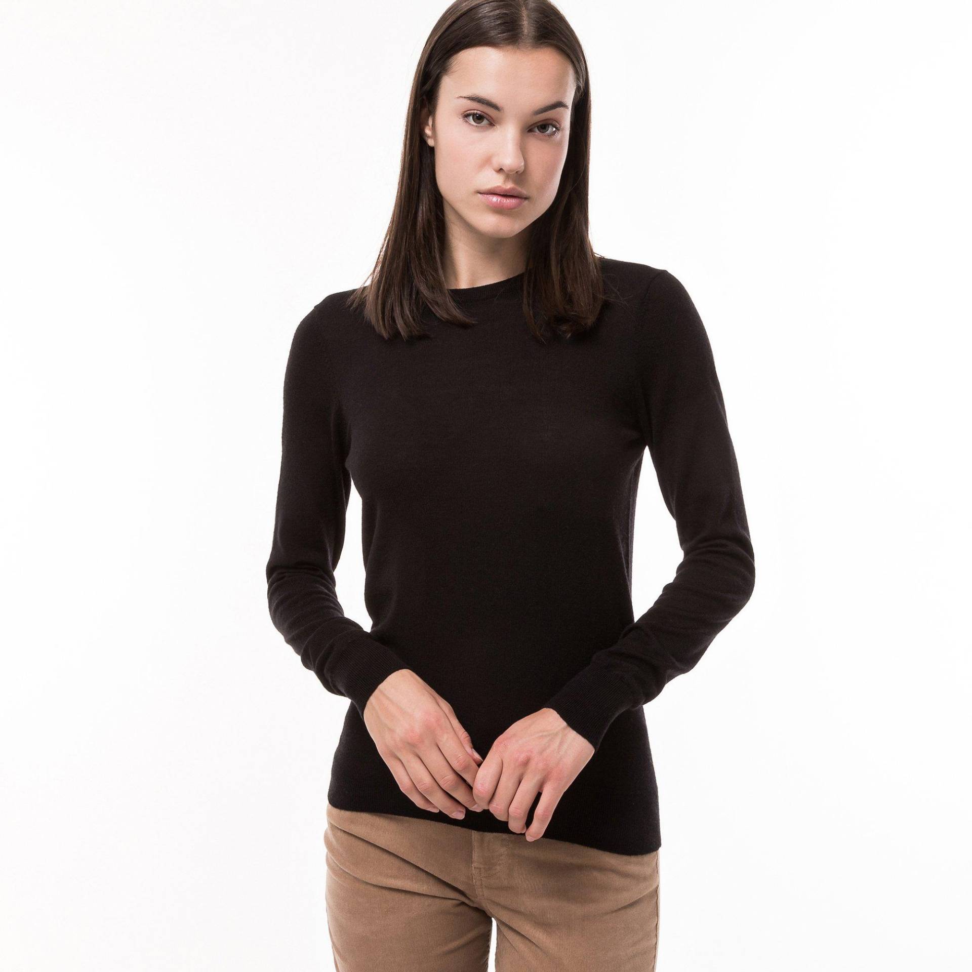 Manor Woman - Pullover merino, Rundhals, langarm, für Damen, Black, Größe M von Manor Woman