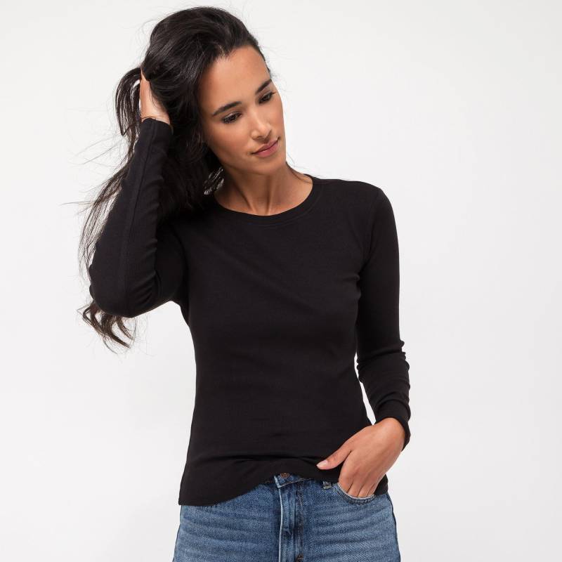 T-shirt, Langarm Damen Black L von Manor Woman