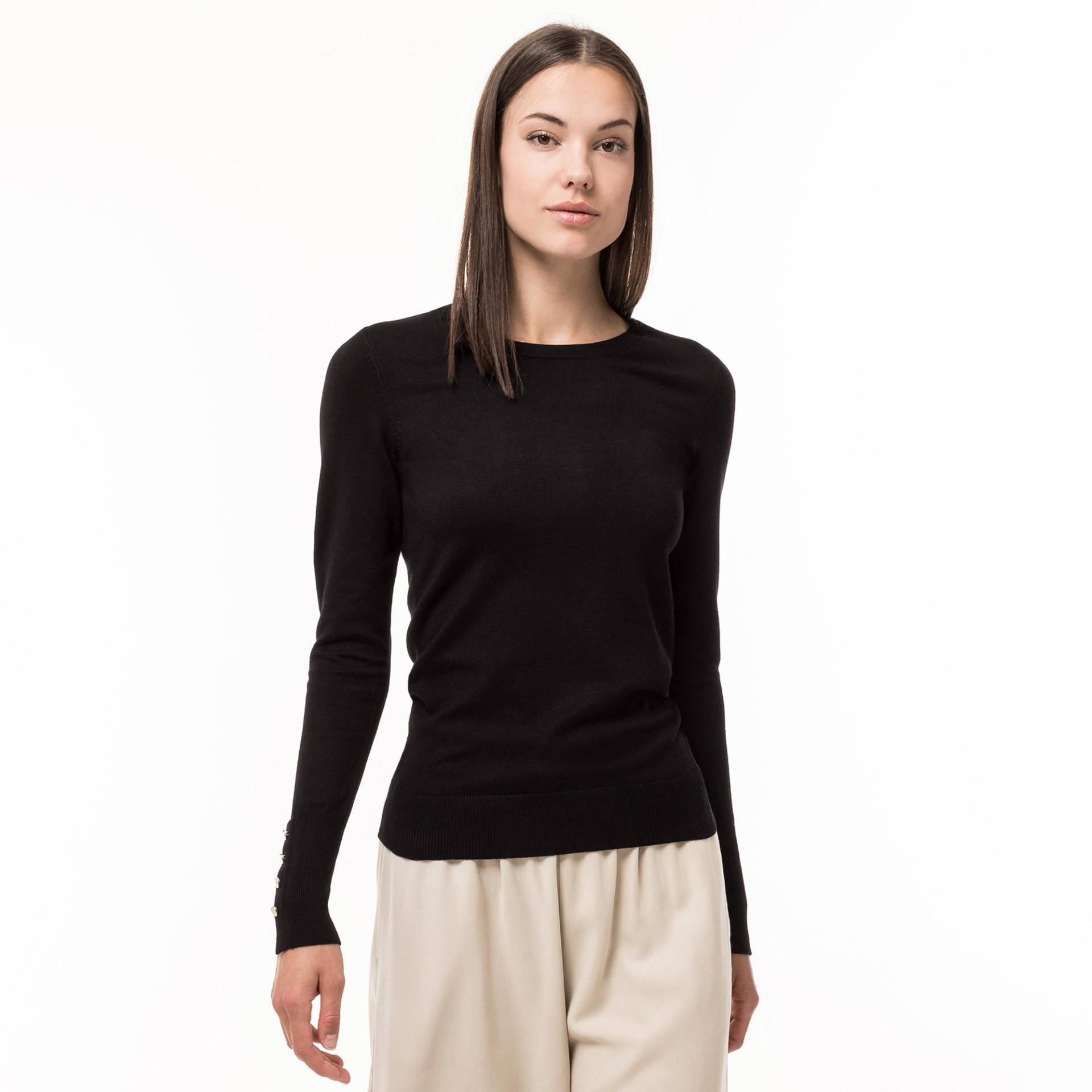 Pullover, Rundhals, Langarm Damen Black XS von Manor Woman