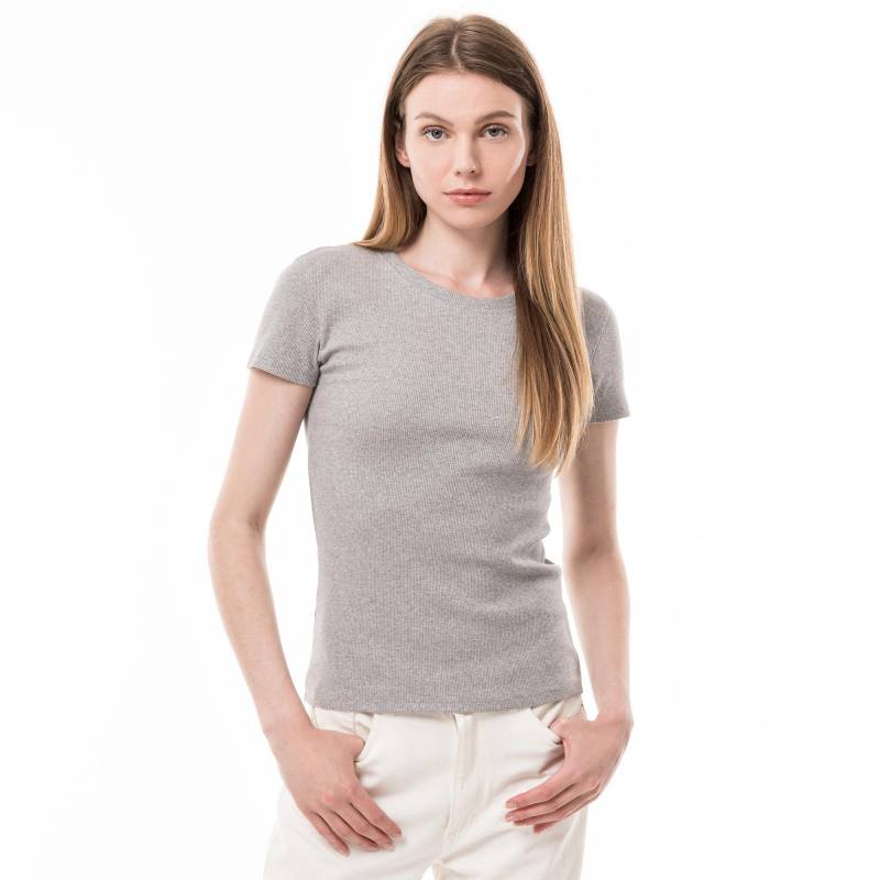 T-shirt, Kurzarm Damen Grau Melange L von Manor Woman