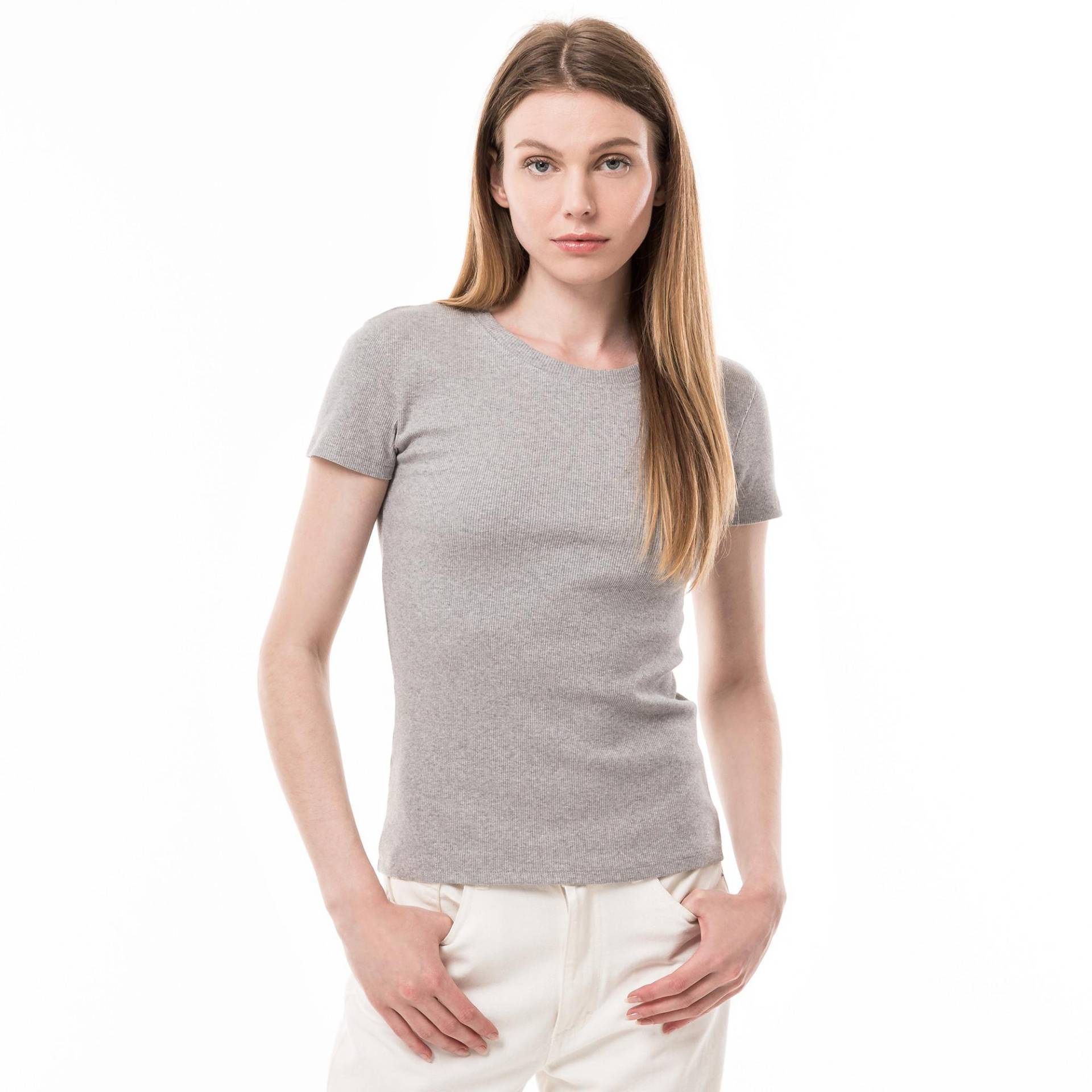 T-shirt, Kurzarm Damen Grau Melange M von Manor Woman