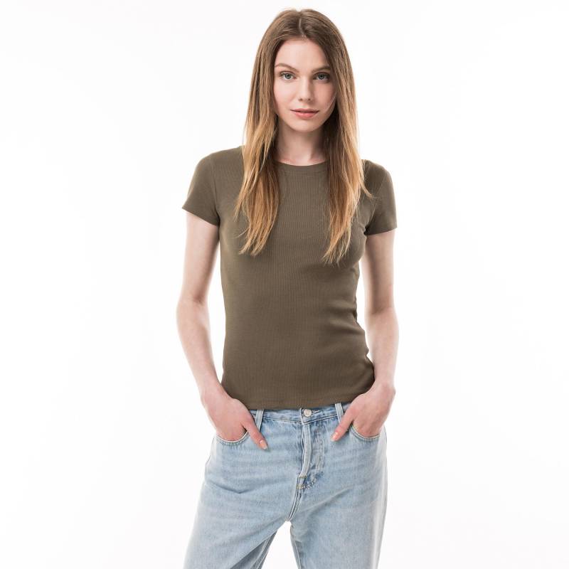 T-shirt, Kurzarm Damen Militärgrün L von Manor Woman