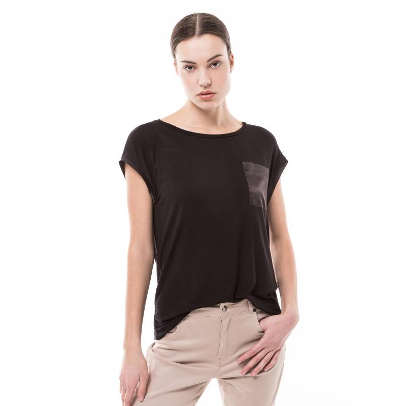 T-shirt, Rundhals, Kurzarm Damen Black L von Manor Woman