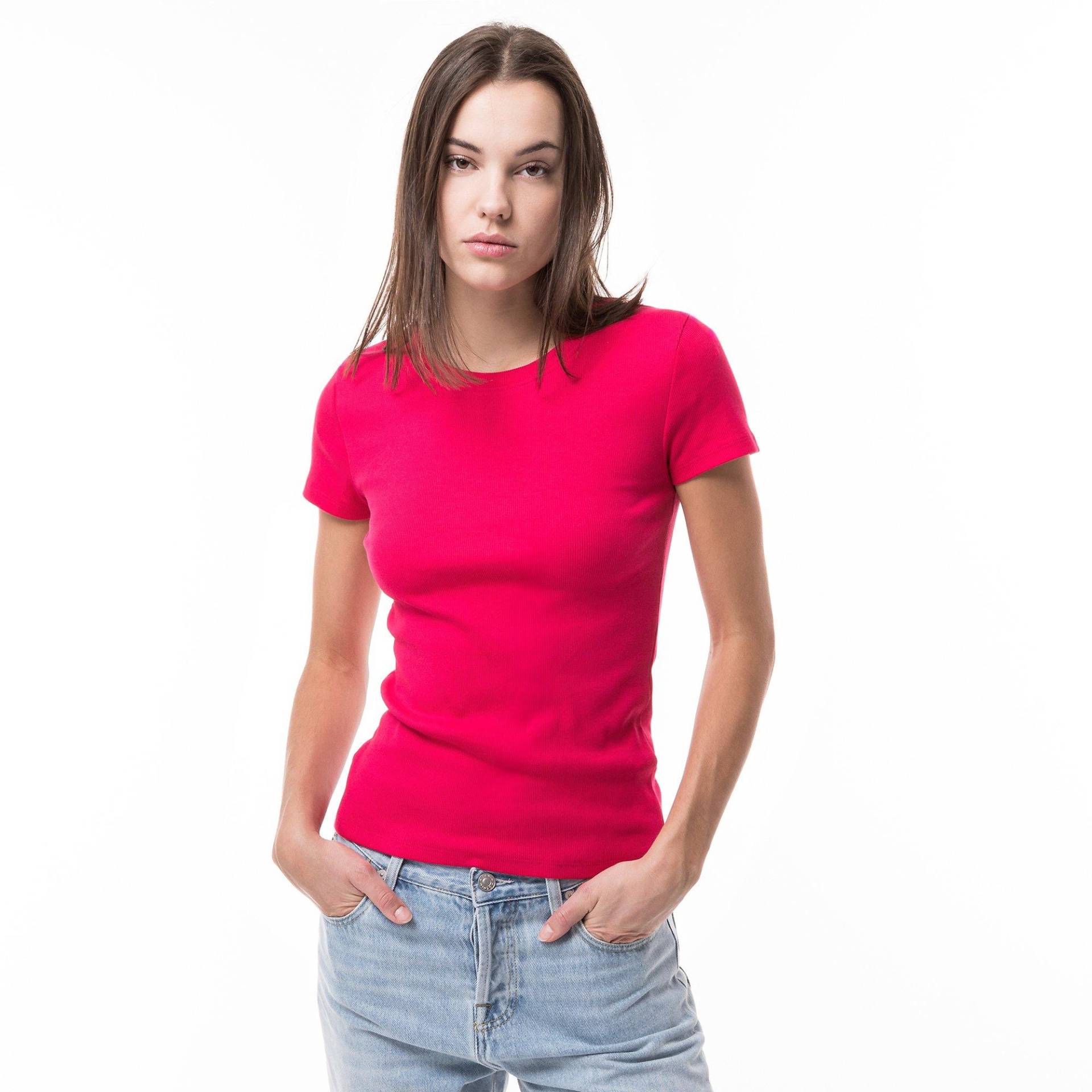 T-shirt, Rundhals, Kurzarm Damen Fuchsia XS von Manor Woman