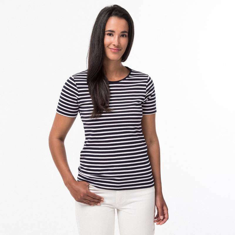 T-shirt, Rundhals, Kurzarm Damen Marine L von Manor Woman