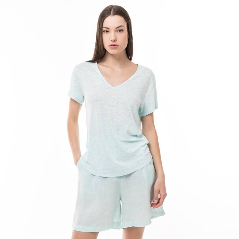 T-shirt, V-neck, Kurzarm Damen Horizon Blue L von Manor Woman