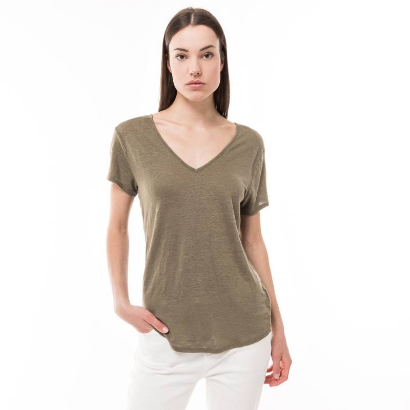 T-shirt, V-neck, Kurzarm Damen Militärgrün L von Manor Woman