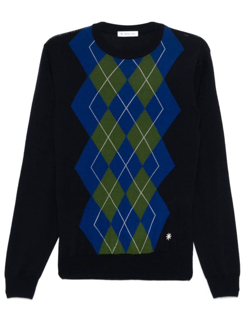 Manuel Ritz argyle crew-neck sweater - Blue von Manuel Ritz