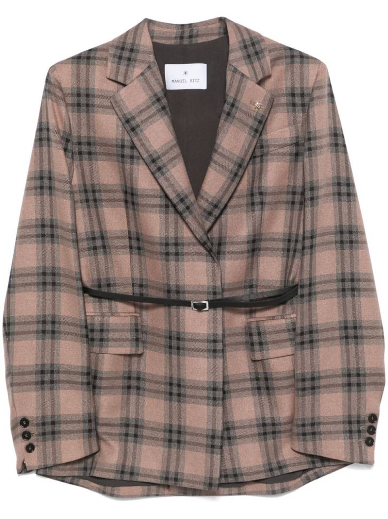 Manuel Ritz checked belted blazer - Brown von Manuel Ritz