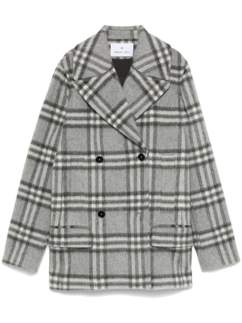 Manuel Ritz checked peacoat - Grey von Manuel Ritz