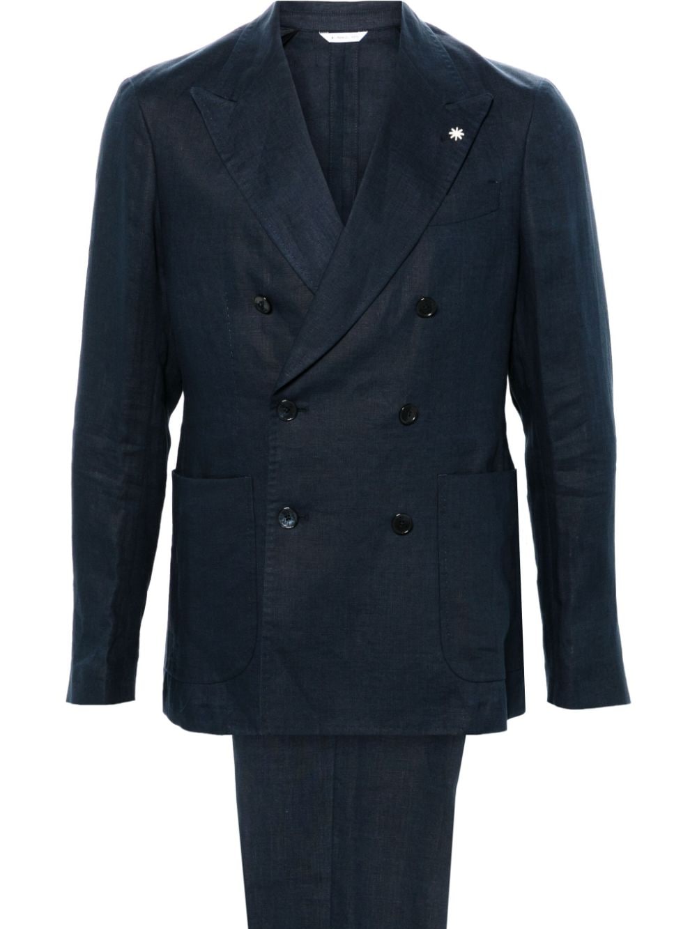 Manuel Ritz double-breasted linen suit - Blue von Manuel Ritz
