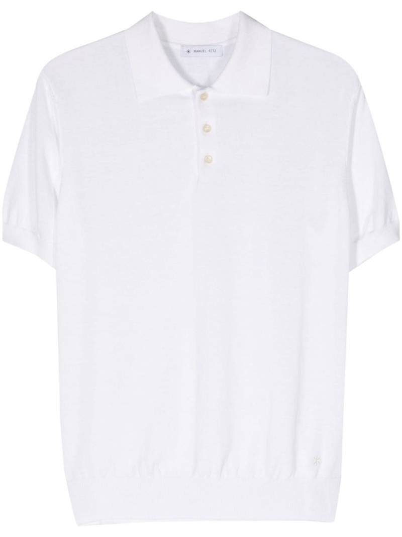 Manuel Ritz logo-embroidered fine-knit polo shirt - White von Manuel Ritz