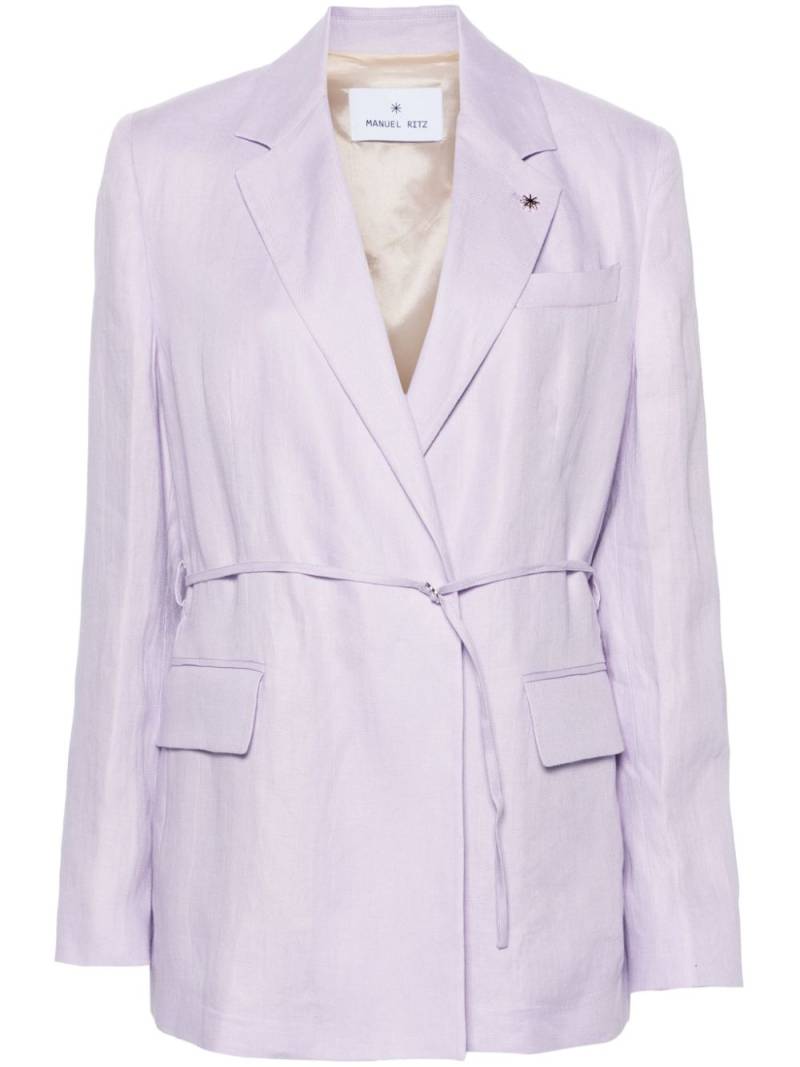 Manuel Ritz single-breasted linen blazer - Purple von Manuel Ritz