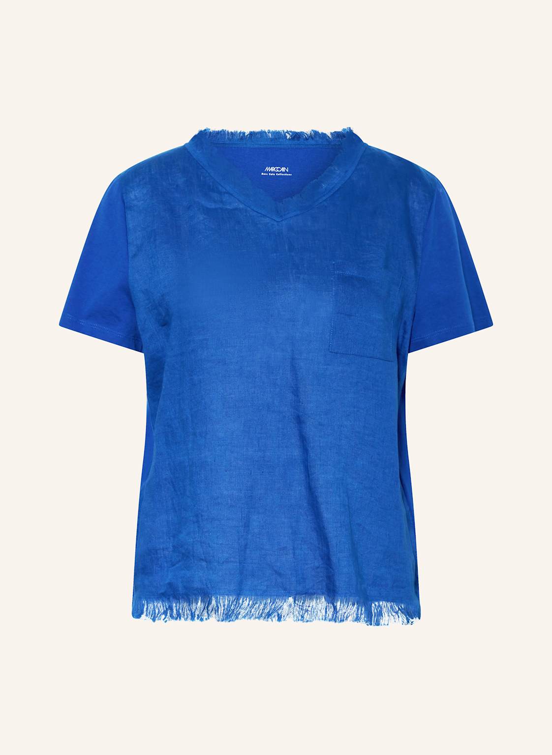 Marc Cain Blusenshirt Im Materialmix Mit Leinen blau Marc Cain Blusenshirt Im Materialmix Mit Leinen blau von Marc Cain