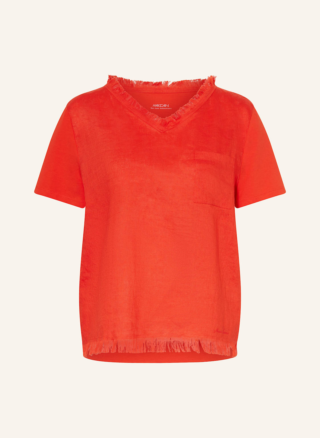 Marc Cain Blusenshirt Im Materialmix Mit Leinen rot von Marc Cain