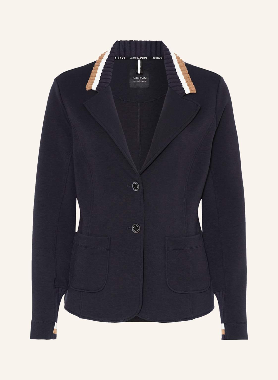 Marc Cain Jerseyblazer Im Materialmix blau Marc Cain Jerseyblazer Im Materialmix blau von Marc Cain