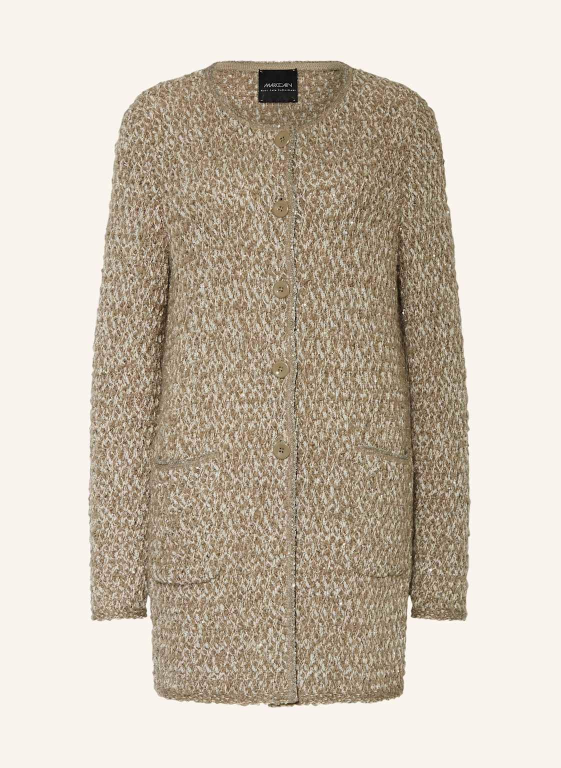 Marc Cain Strickjacke Mit Pailletten gruen Marc Cain Strickjacke Mit Pailletten gruen von Marc Cain