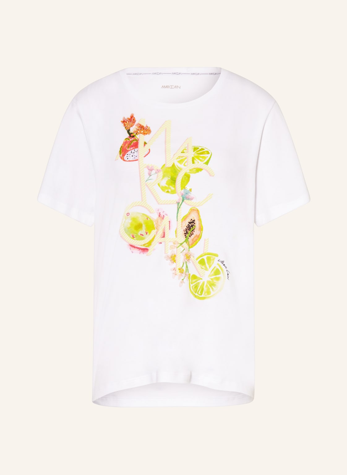 Marc Cain T-Shirt Mit Pailletten Und Schmuckperlen weiss von Marc Cain