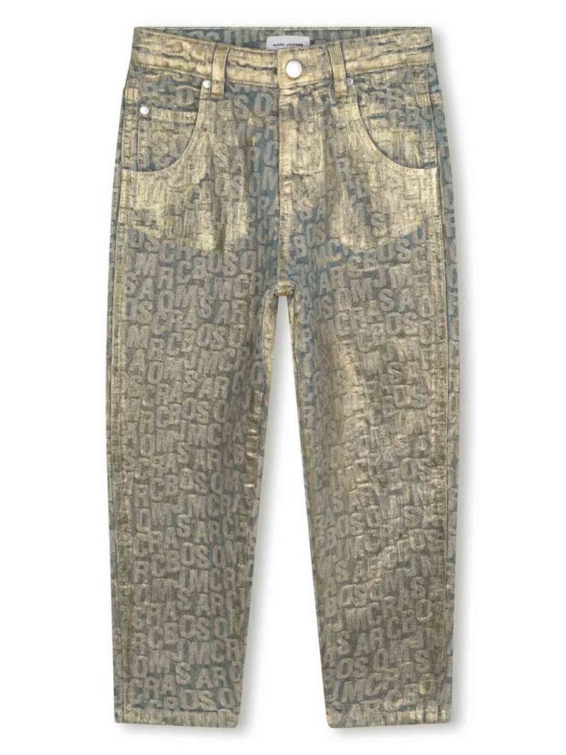 Marc Jacobs Kids all-over logo distressed jeans - Gold von Marc Jacobs Kids