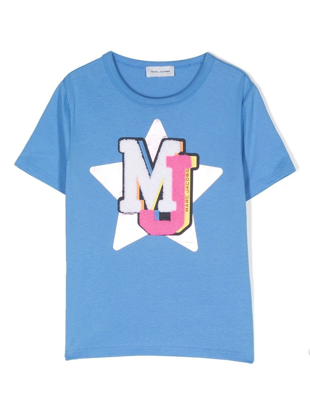 Marc Jacobs Kids logo-appliqué round-neck T-shirt - Blue von Marc Jacobs Kids