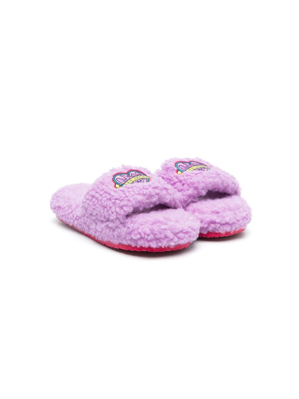 Marc Jacobs Kids logo-embroidered fuzzy slides - Purple von Marc Jacobs Kids