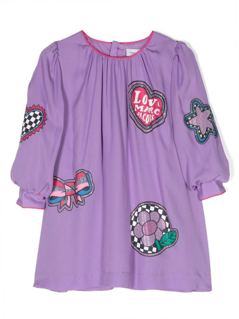 Marc Jacobs Kids printed-badge minidress - Purple von Marc Jacobs Kids