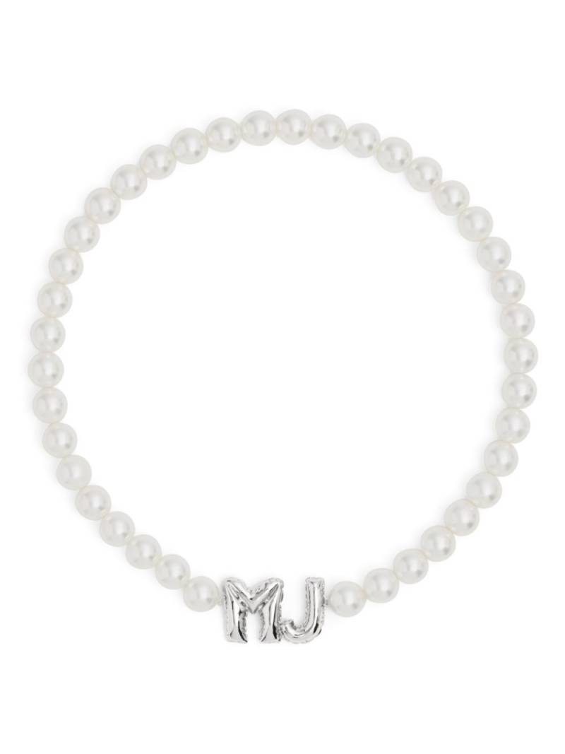 Marc Jacobs MJ logo-lettering pearl necklace - White von Marc Jacobs