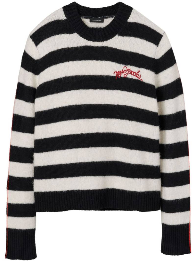 Marc Jacobs logo-embroidered striped jumper - Black von Marc Jacobs