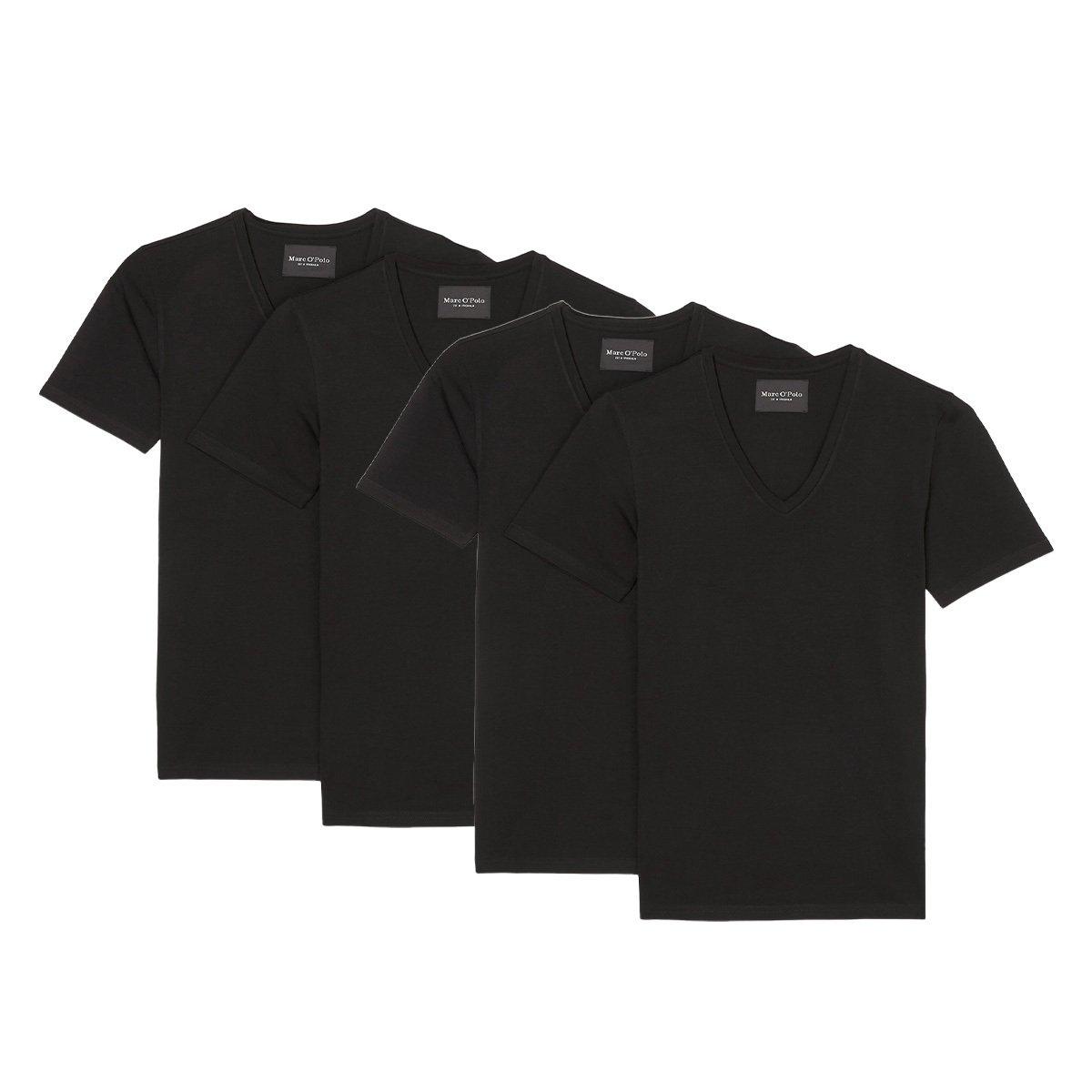 4er Pack Essentials Organic Cotton - Unterhemd Shirt Langarm Herren Schwarz XXL von Marc O'Polo