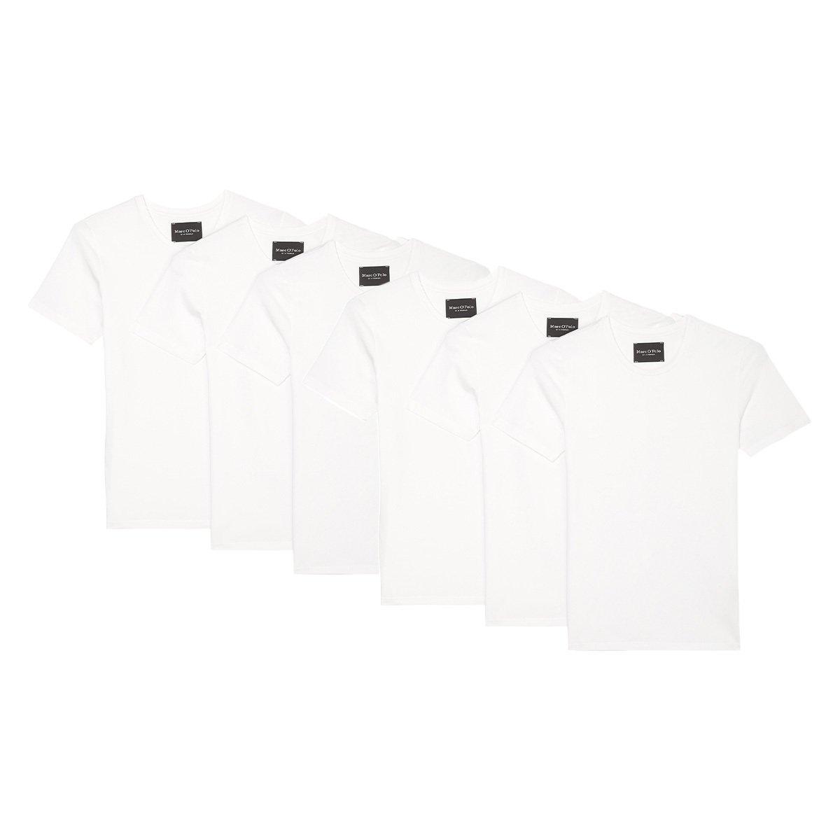 Marc O'Polo - 6er Pack Essentials Organic Cotton Unterhemd / Shirt Langarm, für Herren, Weiss, Größe S von Marc O'Polo