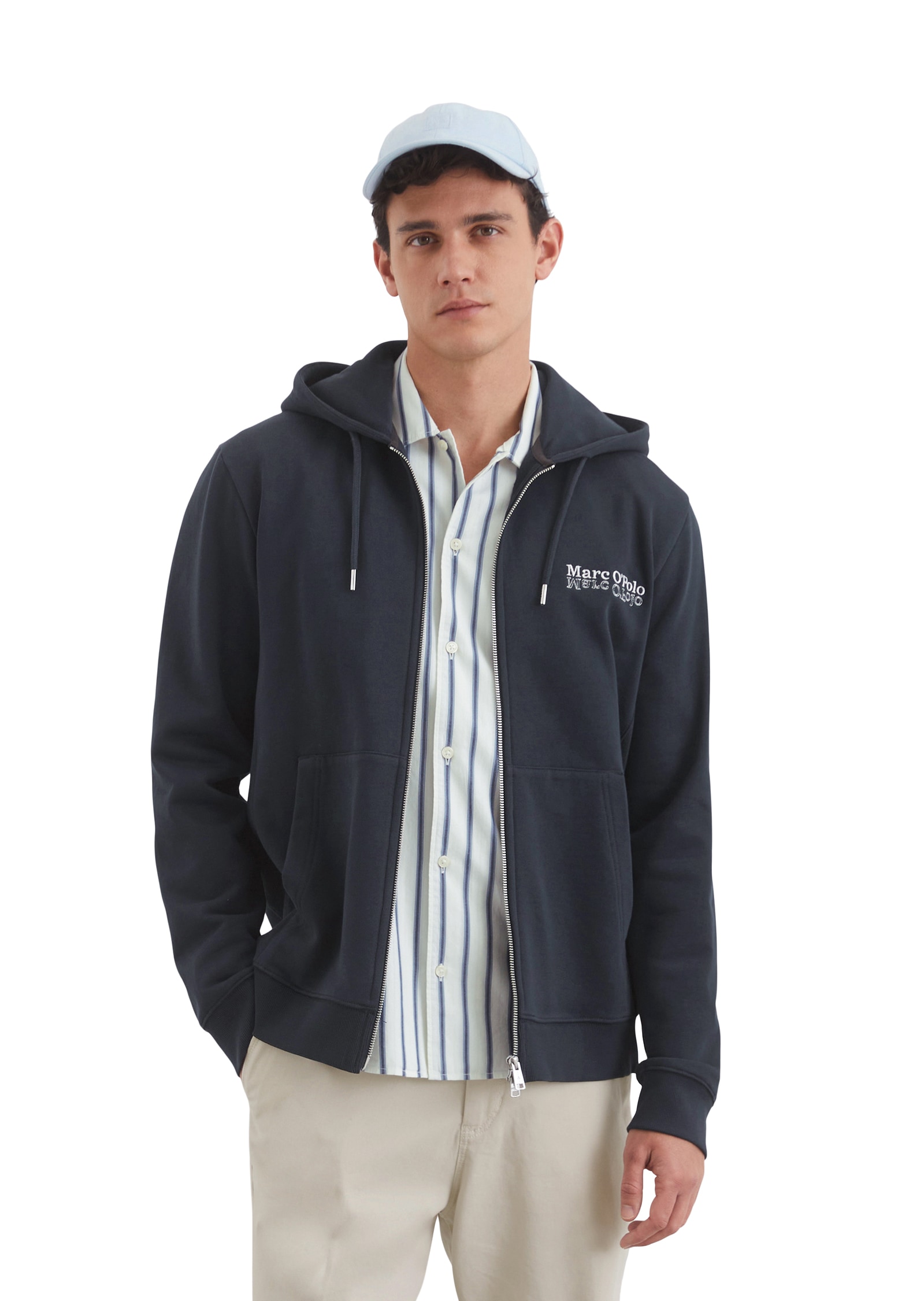 Marc O'Polo Kapuzensweatjacke, mit elastischen Rippeinsätzen seitlich Marc O'Polo Kapuzensweatjacke, mit elastischen Rippeinsätzen seitlich von Marc O'Polo