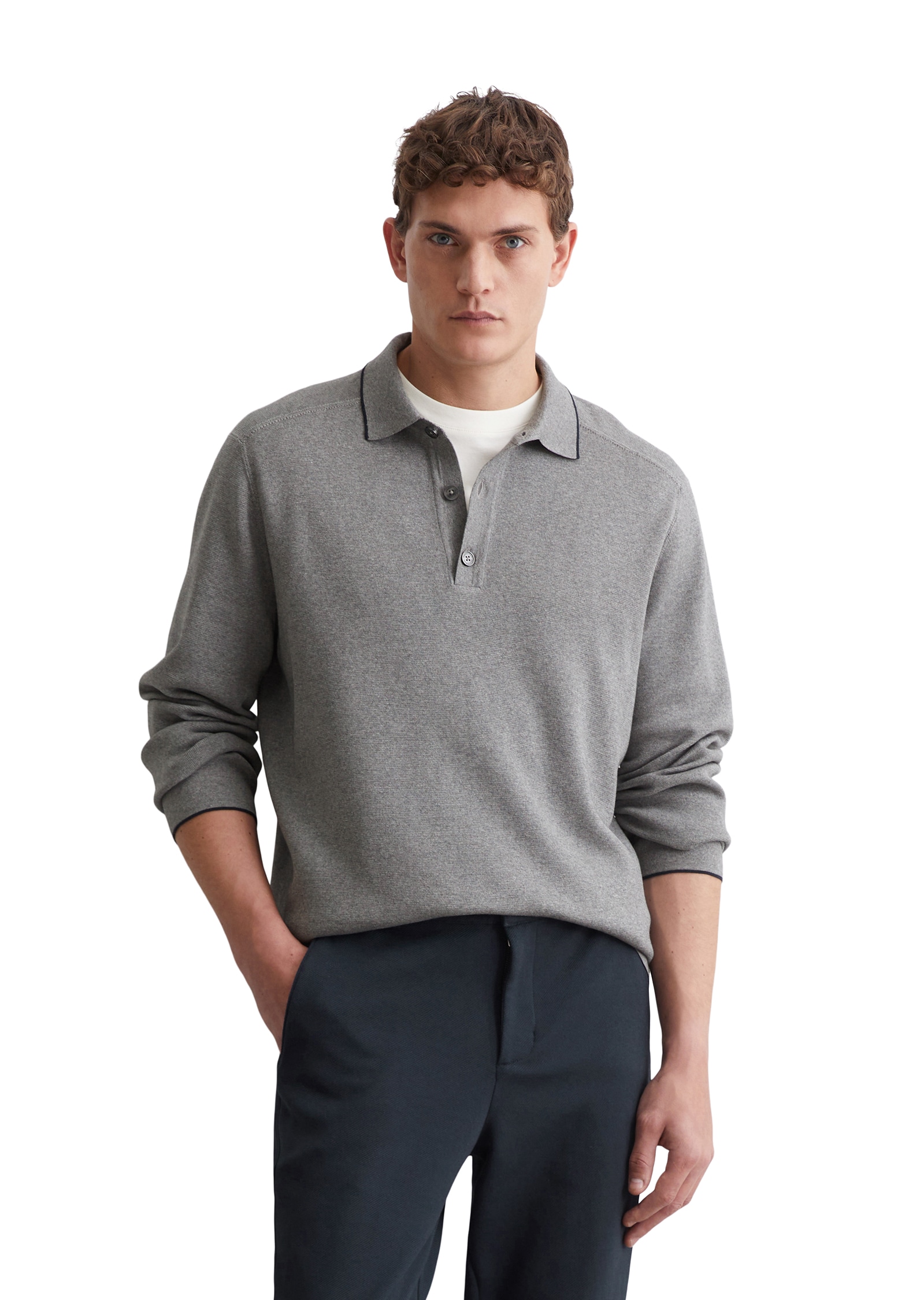 Marc O'Polo Polokragenpullover, elegante, dicht gestrickte Milano-Struktur von Marc O'Polo