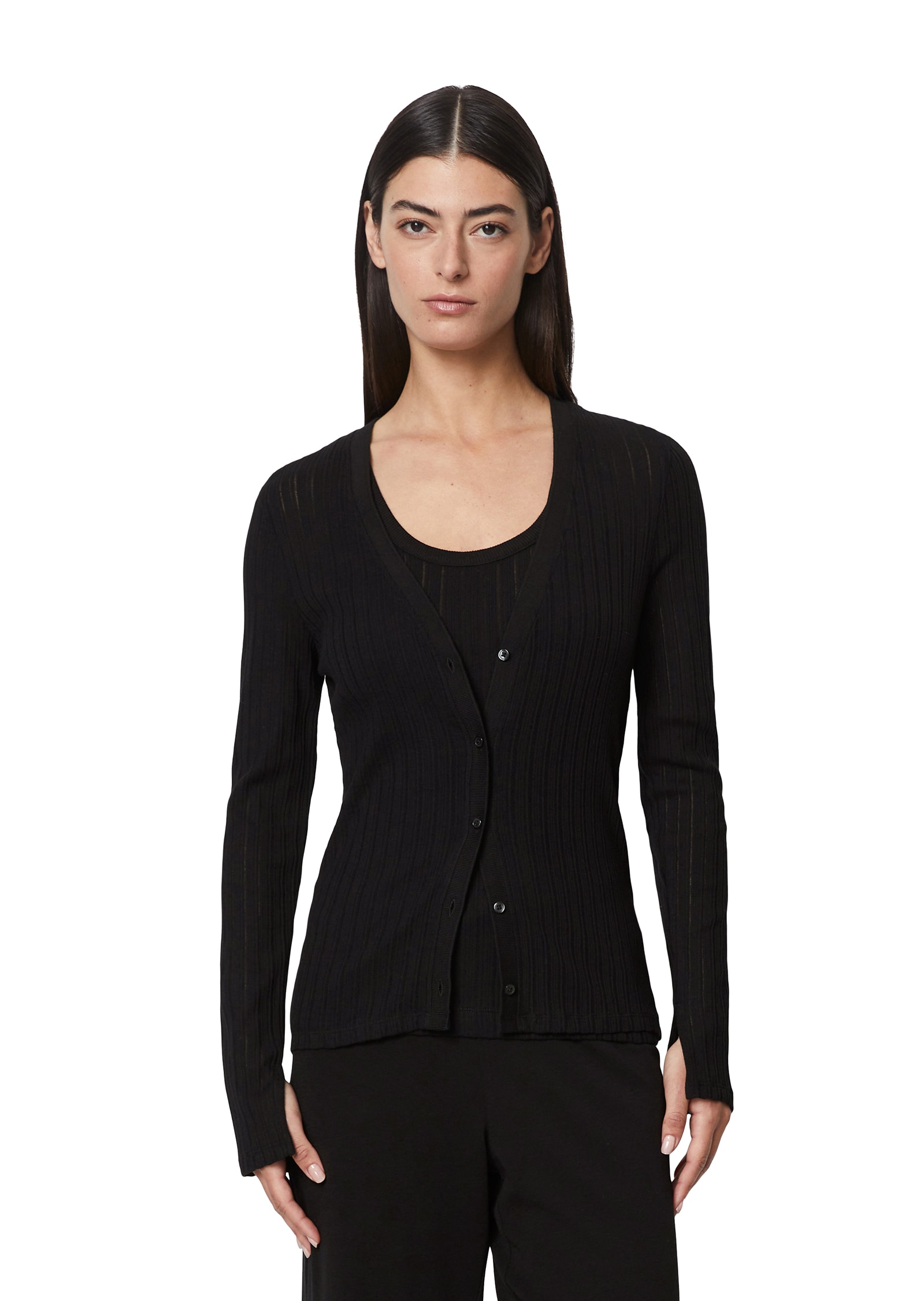 Marc O'Polo Strickjacke, Pointelle-Cardigan regular, leicht durchscheinend Marc O'Polo Strickjacke, Pointelle-Cardigan regular, leicht durchscheinend von Marc O'Polo