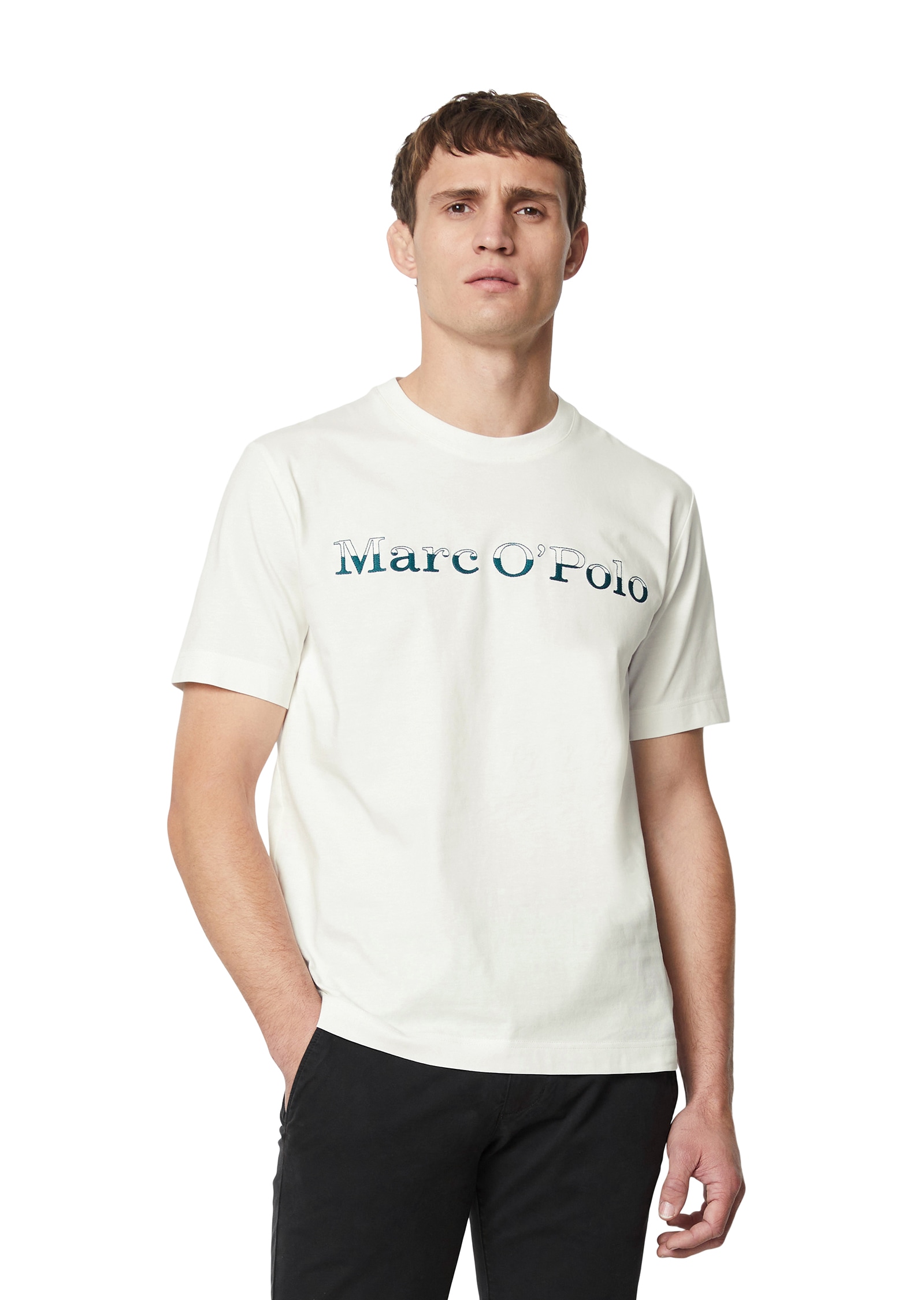 Marc O'Polo T-Shirt, Kontrastierende Logo-Stickerei auf der Brust Marc O'Polo T-Shirt, Kontrastierende Logo-Stickerei auf der Brust von Marc O'Polo