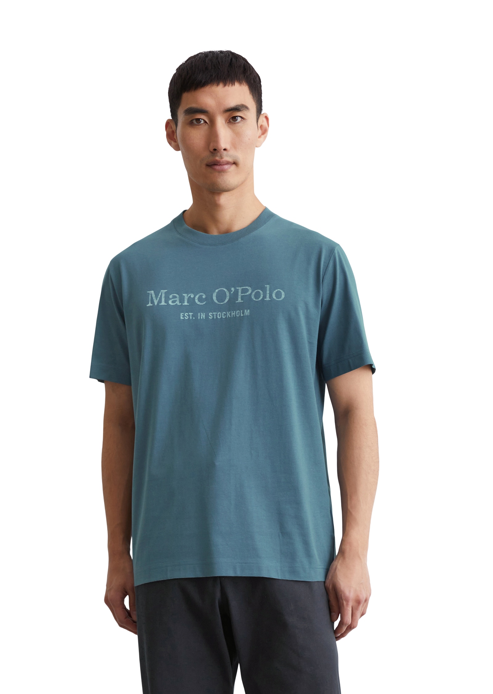 Marc O'Polo T-Shirt, mit tonigem Label-Print vorne Marc O'Polo T-Shirt, mit tonigem Label-Print vorne von Marc O'Polo