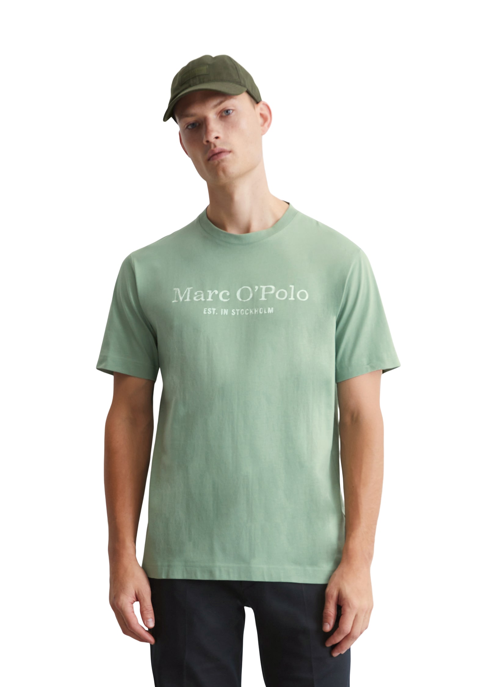 Marc O'Polo T-Shirt, mit tonigem Label-Print vorne Marc O'Polo T-Shirt, mit tonigem Label-Print vorne von Marc O'Polo