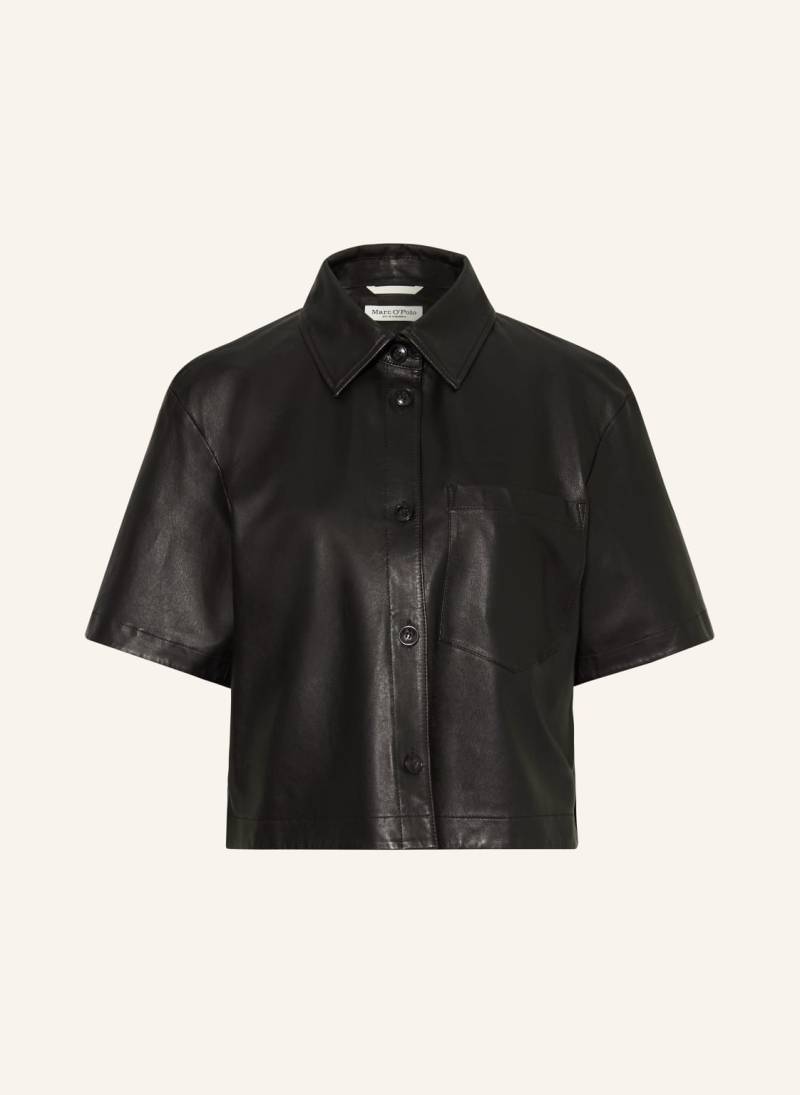 Marc O'polo Cropped-Overshirt Aus Leder schwarz von Marc O'Polo