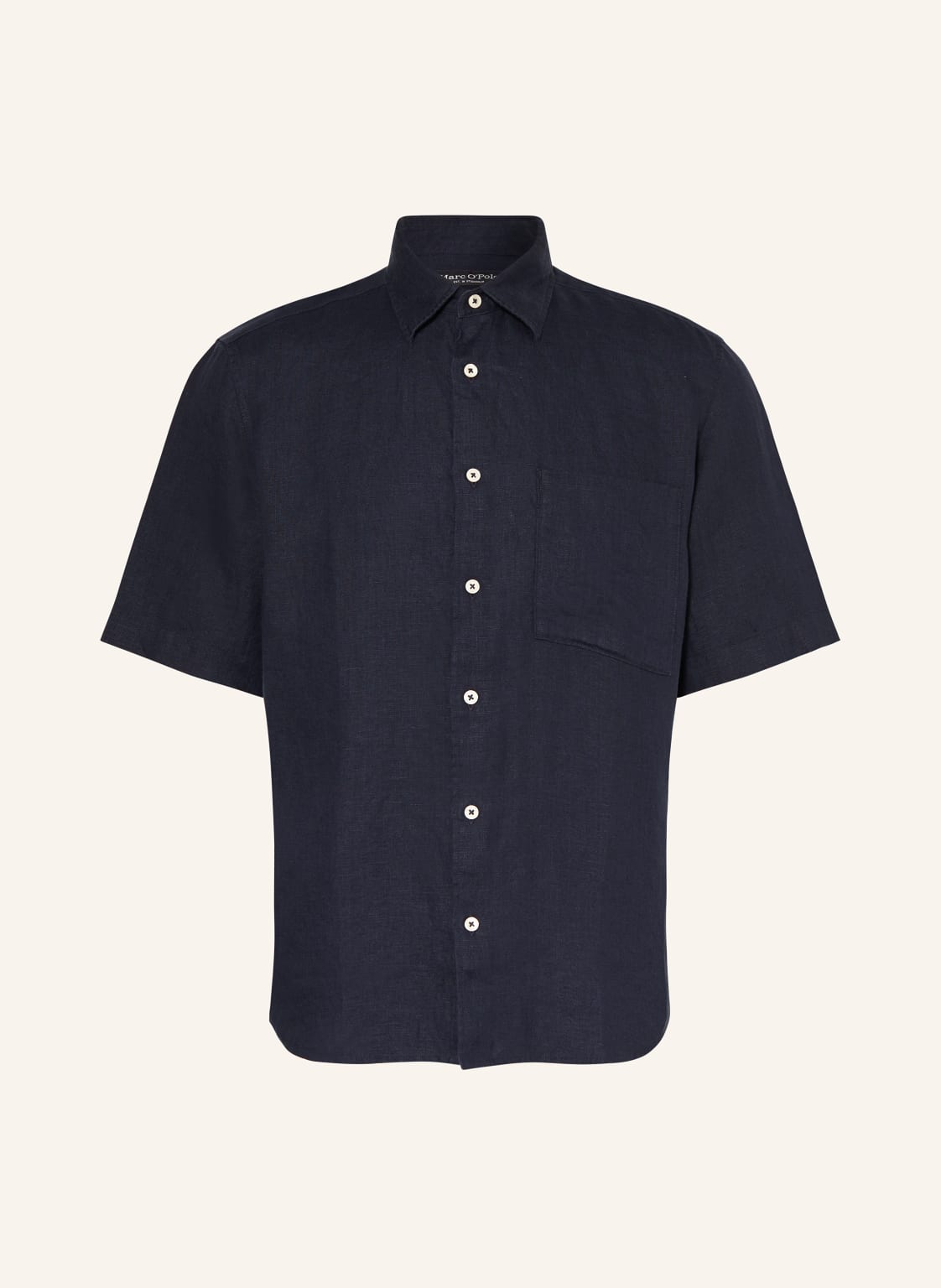 Marc O'polo Kurzarm-Hemd Regular Fit Aus Leinen blau von Marc O'Polo