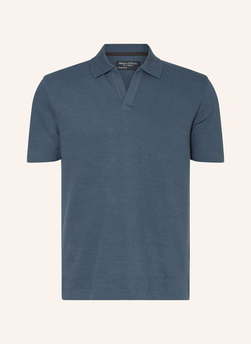 Marc O'polo Strick-Poloshirt Regular Fit blau von Marc O'Polo