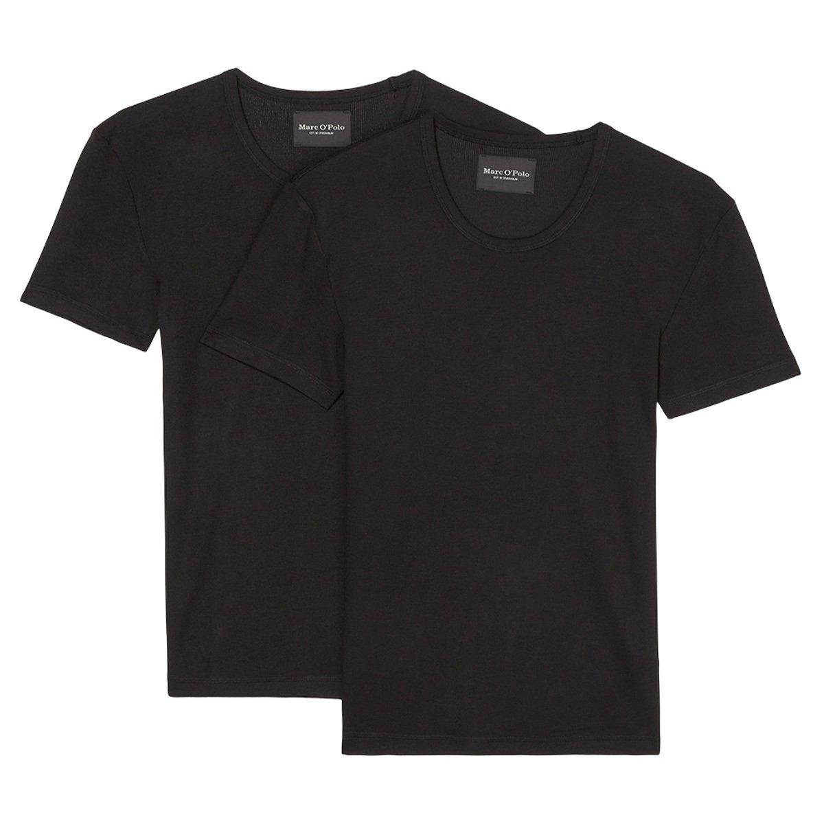 Marc O'Polo - 2er Pack Iconic Rib Organic Cotton Unterhemd / Shirt Langarm, für Herren, Schwarz, Größe L von Marc O'Polo